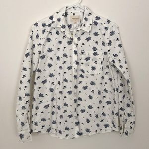 Sézane Tomboy Shirt, Color: Imprimé Roses Bleuses, Size: US 0